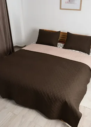 Покривало теп "vintage" 180*240 см 1шт наволочка 50*70 см 1шт коричневий