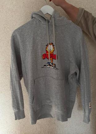 Худи puma x garfield серого цвета размер s (мужский)