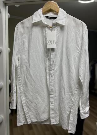 Сорочка zara рубашка льон, оверсайз фасон
