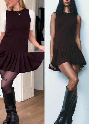 Zara платье с юбкой в складку р.м
