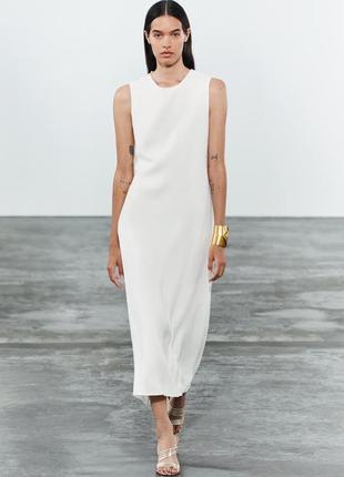 Zara біла сукня льон, m