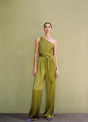 Сатиновий брючний комбінезон штани палаццо zara