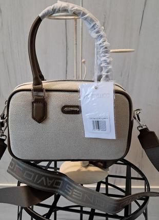 Сумка david jones беж коричнева текстиль тканина