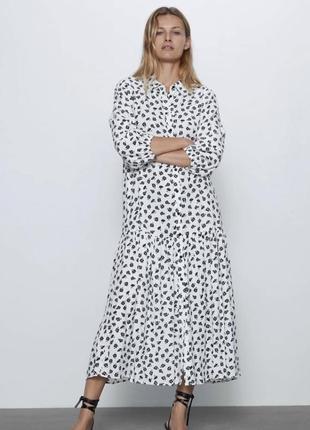 Zara віскозне плаття міді з квітковим принтом