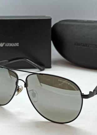 Emporio armani чоловічі сонцезахисні окуляри краплі сірий металік дзеркальні в чорному металі