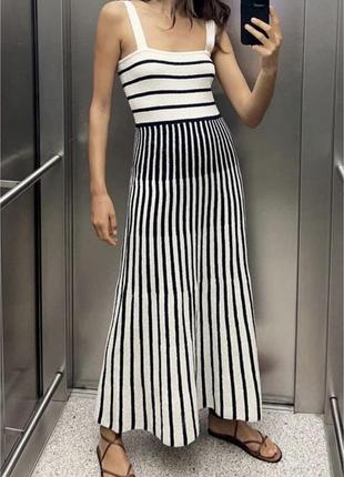 Платье миди на широких бретельках zara