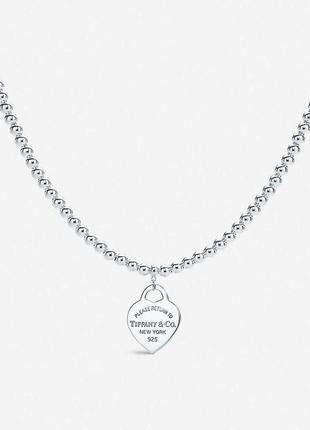 Колье ожерелье подвеска herd серебряная бусы с сердечком tiffany