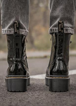 Dr martens jadon black ботинки жіночі мартінс жадон лаковані, женские ботинки доктор мартинс демисезонные, ботинки весна-осень мартинс лак7 фото