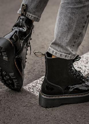 Dr martens jadon black ботинки жіночі мартінс жадон лаковані, женские ботинки доктор мартинс демисезонные, ботинки весна-осень мартинс лак8 фото