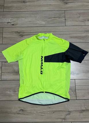Мужская яркая джерси футболка вело b'twin l-xl салатовая