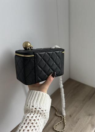 Сумка chanel classic black lambskin anello crush vanity bag (без ручки)3 фото