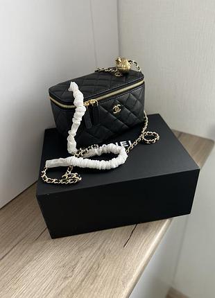 Сумка chanel classic black lambskin anello crush vanity bag (без ручки)4 фото