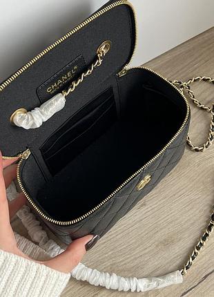 Сумка chanel classic black lambskin anello crush vanity bag (без ручки)9 фото