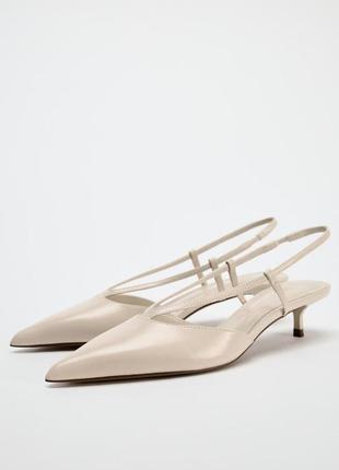 Нові шкіряні слінгбеки ( туфлі , босоніжки ) zara 36 р kitten heel