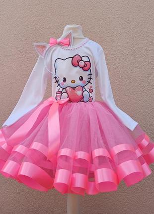 Розовая фатиновая юбочка, костюм хелоу коти, наряд кишки, костюм hello kitty