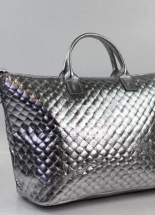 Сумка шкіряна срібна італійська