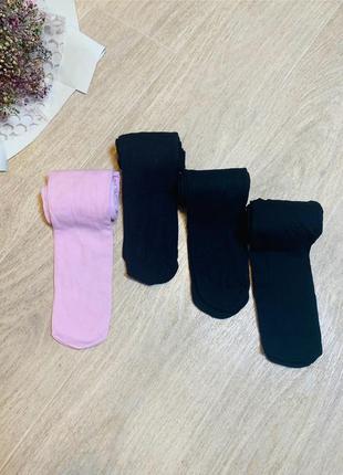 Дитячі капронові колготи для дівчинки 128 см в чорному та рожевому кольорі