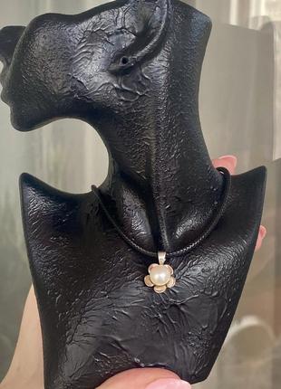 Новый оригинальный милый серебряный подвес кулон "цветок" с натуральной белой жемчужиной10 фото