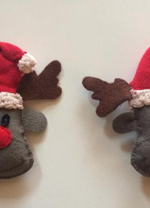 Новорічний декор набір олень з фетру новорічна іграшка на ялинку ручної роботи2 фото