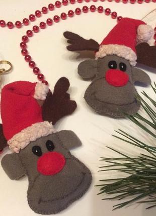 Новорічний декор набір олень з фетру новорічна іграшка на ялинку ручної роботи