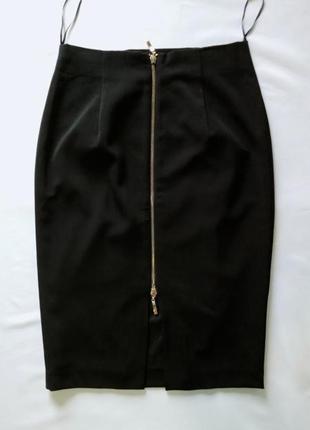 Юбка traffic people меди офисная классическая черная футляр карандаш сзади разъемная