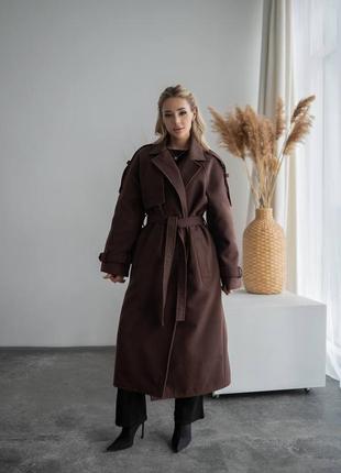 Стильное и изысканное женское пальто 100% шерсть с поясом