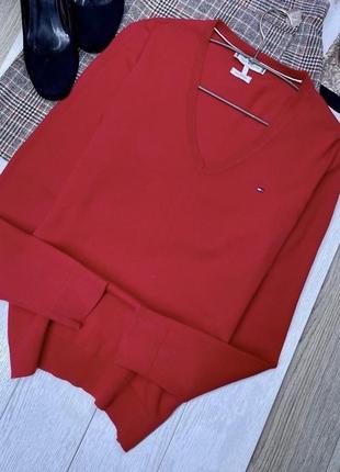 Красный вязаный джемпер touch hilfiger s m джемпер трикотажный джемпер с вырезом