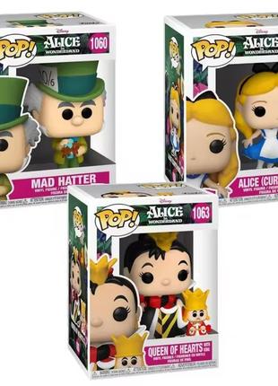 Колекційна фігурка фанко поп аліса в країні див funko pop alice 1058 1060 1063 королева і король капелюшник