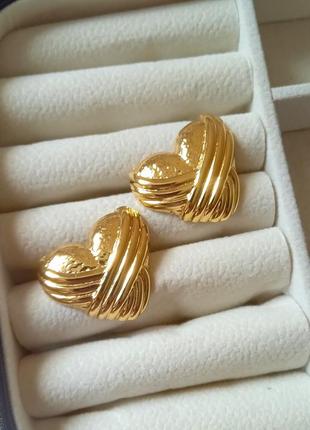 Стильные серьги из нержавеющей стали позолота 18к сердце сердечко шарика новые