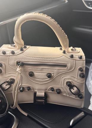 Кожаная черная женская сумка balenciaga hourglass x le cagole
