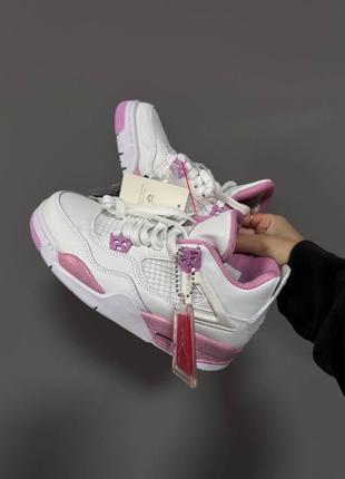 Кроссовки nike air jordan 4 white / pink areo premium