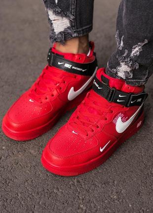 Високі кросівки найк весна-осень айр форс nike air force high red3 фото