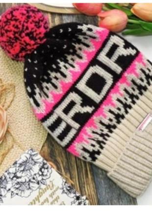 Женская шапка бини с помпоном superdry шерсть