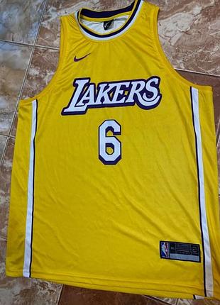 Майка nike lebron james 6 nba, желтая лос-анджелес лейкерс