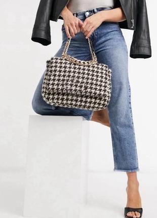 Сумка вʼязана плетена гусяча лапка принт river island ланцюг