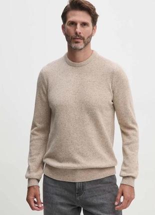 Кашемировый светр barbour чоловічий колір бежевий теплий