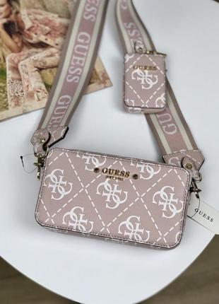 Сумка жіноча крос-боді guess оригінал rea quattro g Grafite camera crossbody пудрова гесс крос боді