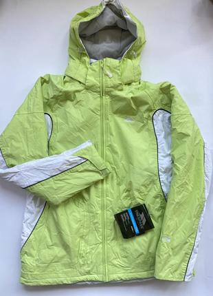 Жіноча лижна куртка гірськолижна куртка trespass салатного кольору з білими вставками яскрава