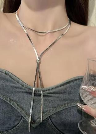 Колье длинное корейская мода