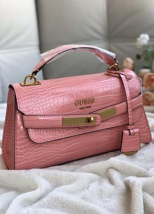 Сумка жіноча крос-боді guess оригінал enisa top handle flap coral гесс крос боді