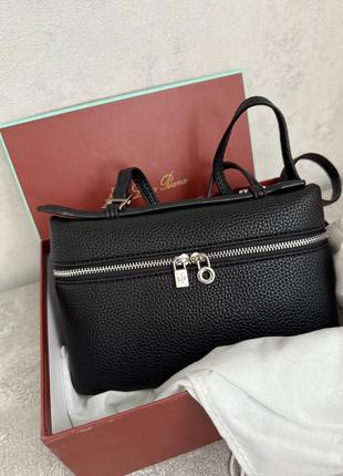 Сумка loro piana натуральна шкіра чорного та молочного кольору