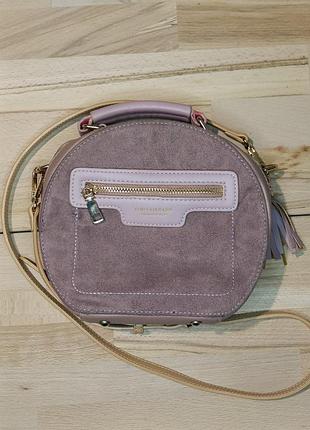 Сумка кросс-боди женская aimiya ibrand, через плечо, экокожа + замша, фиолетовая с застежкой