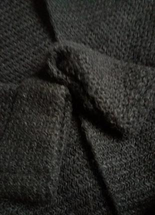 Черный плотный кардиган с капюшоном и карманами6 фото