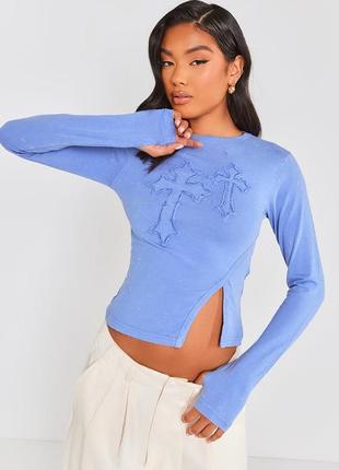 Голубой топ с крестиками prettylittlething plt u9 14 л хл