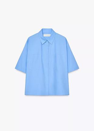 Укороченная поплиновая рубашка zw collection5 фото