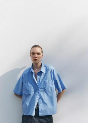 Укороченная поплиновая рубашка zw collection2 фото