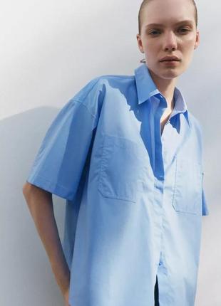 Укороченная поплиновая рубашка zw collection3 фото