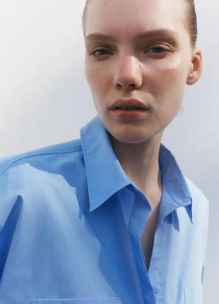 Укороченная поплиновая рубашка zw collection4 фото