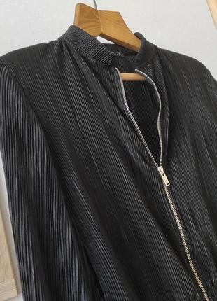 Zara бомбер черный женский кардиган плиссе