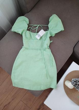 Платье из хлопка от zara💚🤍